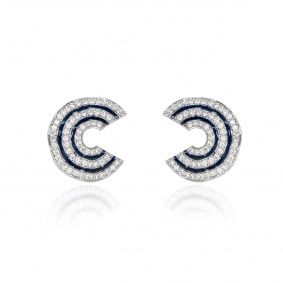 White Gold Diamond & Enamel Earrings 3.29ct